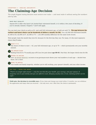 Chapter 1 of the Senior Benefits Playbook: the claiming-age decision.